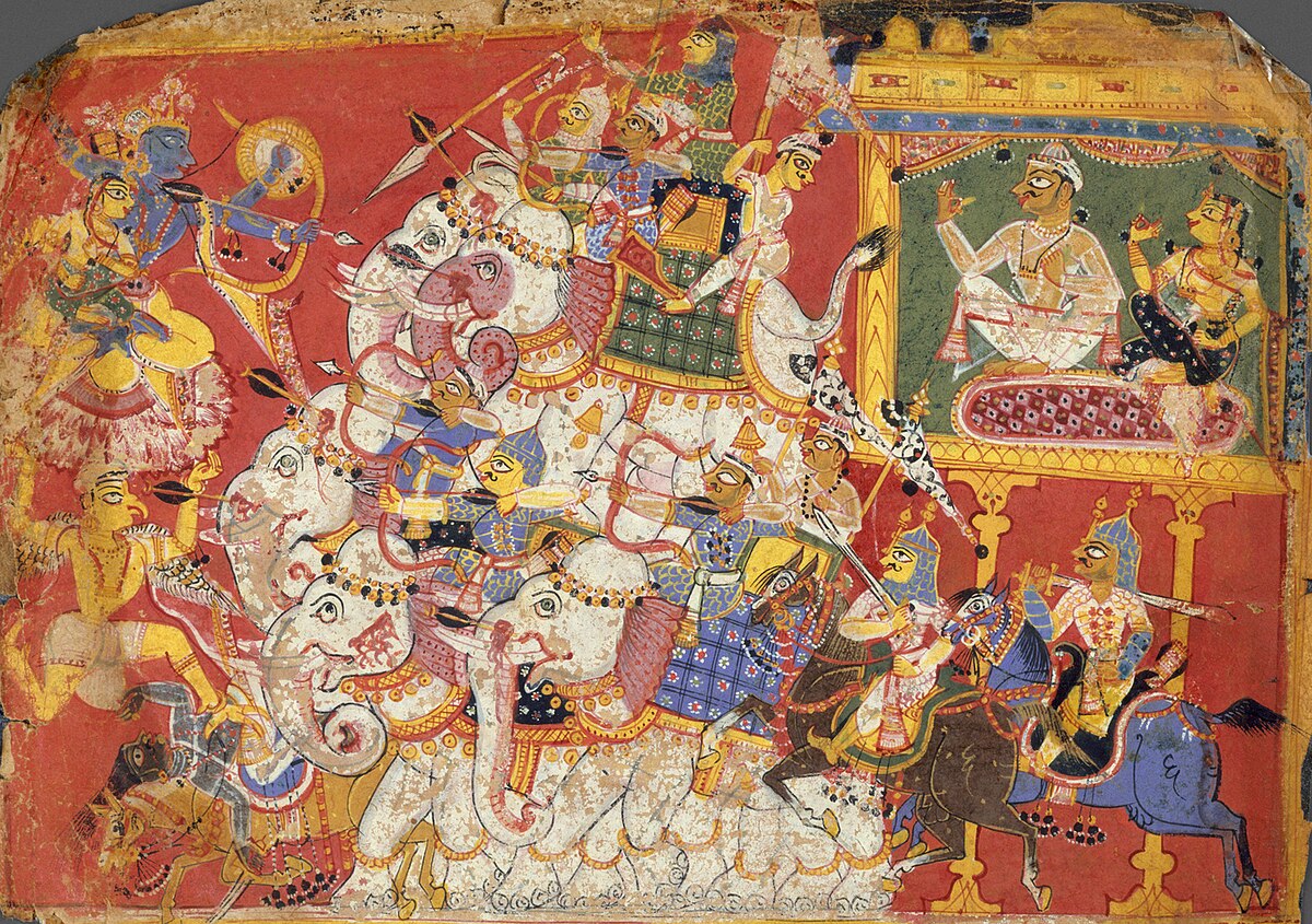 Narakasura, Krishna, Satyabhama,